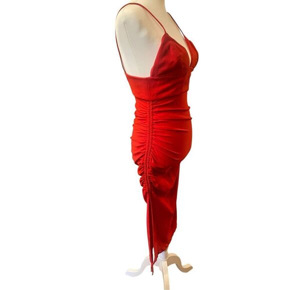 Prabal Gurung Drawstring Ruched Dress Size 0 in Red MSRP: $895 - Picture 7 of 11